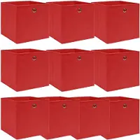 vidaXL Scatole portaoggetti 10 pz. Tessuto rosso 32x32x32 cm