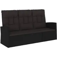 vidaXL Panchina da giardino con funzione reclinabile e cuscini neri 173 cm in poly rattan