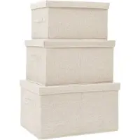 vidaXL Set di 3 scatole portaoggetti impilabili in tessuto crema