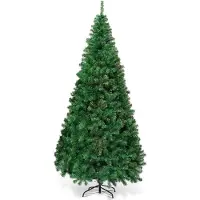 Costway Albero di Natale artificiale da 210 cm, albero di Natale con supporto in metallo, albero di Natale con aghi in PVC, albero di Natale artificiale ideale per casa, ufficio, negozi e hotel, verde