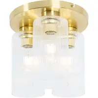 QAZQA - Plafoniera Art Deco I plafoniera I lampada I lampada oro I ottone con vetro 3 luci - Laura I soggiorno I camera da letto - rotonda - LED adatto E27