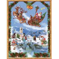 Richard Sellmer Verlag Calendario dell'Avvento n. 70133 "Babbo Natale in slitta" 26,5x35,5 cm