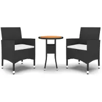 vidaXL set da pranzo da giardino a 3 pezzi in polirattan nero