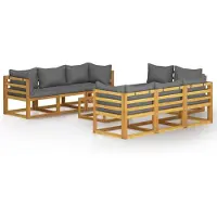 vidaXL set 9 pezzi da giardino con cuscini in legno massiccio di acacia