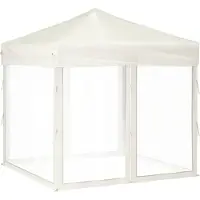 vidaXL Tenda da festa pieghevole con pareti laterali crema 2x2 m