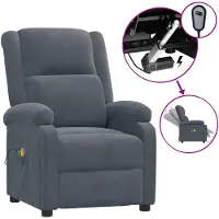 vidaXL Sedia da massaggio elettrica in velluto grigio scuro