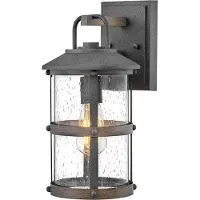 Quintiesse Elstead Lakehouse Lampada da esterno per pareti esterne E27 37 cm, effetto invecchiato e grigio legno galleggiante, trasparente con bolle d'aria, IP44