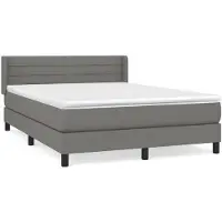 DKD Home Decor Letto a molle con materasso grigio scuro 140x190 cm in tessuto