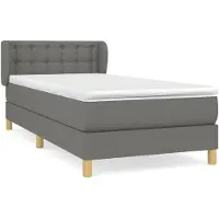 vidaXL Letto a molle con materasso grigio scuro 90x200 cm in tessuto