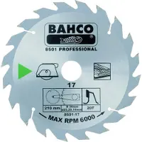 Bahco Lama Circolare Con Punta In Carburo Cementato Di 30 Denti E Dentatura Media Per Materiali In Legno 235 Mm