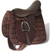 vidaXL Set di selle da equitazione 17,5" in vera pelle marrone 18 cm 5 in 1