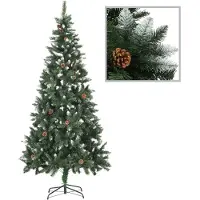 vidaXL Albero di Natale artificiale pigna bianca glitter 210 cm