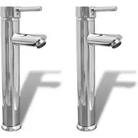 vidaXL Rubinetto da bagno Rubinetto miscelatore 2 pz. Cromo