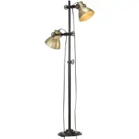 vidaXL Lampada da terra a due luci in ottone con attacco E27 e base in ghisa