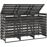 vidaXL Contenitore per 3 bidoni 210x75x121 cm in legno di pino massiccio