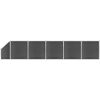 vidaXL Set di elementi di recinzione WPC 965x(105-186) cm nero