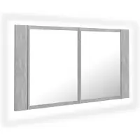 vidaXL LED mobile specchio bagno grigio cemento 80x12x45 cm acrilico