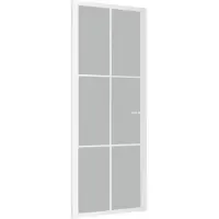 vidaXL Porta interna 83x201,5 cm Vetro satinato bianco e alluminio