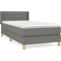 vidaXL Letto a molle con materasso grigio scuro 90x200 cm in tessuto