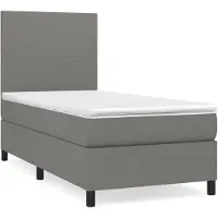 vidaXL Letto a molle con materasso grigio scuro 100x200 cm in tessuto