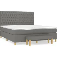 vidaXL Letto a molle con materasso grigio scuro 180x200 cm in tessuto