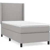 vidaXL Letto a molle con materasso grigio chiaro 90x200 cm in tessuto