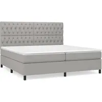 vidaXL Letto a molle con materasso grigio chiaro 200x200 cm in tessuto