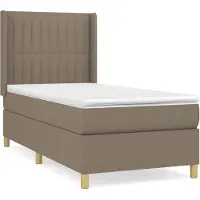 vidaXL Letto a molle con materasso Taupe 90x200 cm in tessuto