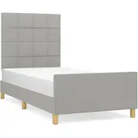 vidaXL Giroletto con testiera in tessuto grigio chiaro 90x190 cm
