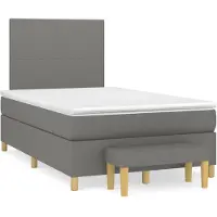 DKD Home Decor Letto a molle con materasso grigio scuro 120x200 cm in tessuto