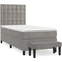 vidaXL Letto a molle con materasso grigio chiaro 80x200 cm in velluto