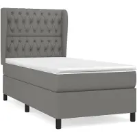 vidaXL Letto a molle con materasso grigio scuro 90x190 cm in tessuto