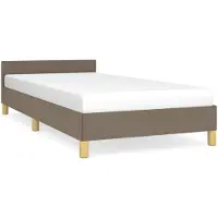 vidaXL Struttura letto con testiera senza materasso Taupe 90x190 cm tessuto