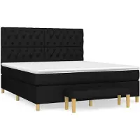 vidaXL Letto a molle con materasso nero 160x200 cm in tessuto
