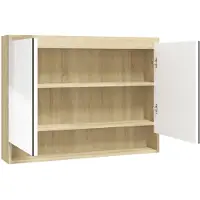 vidaXL Specchio per bagno 80x15x60 cm MDF bianco e rovere