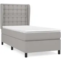 vidaXL Letto a molle con materasso grigio chiaro 90x200 cm in tessuto