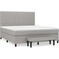vidaXL Letto a molle con materasso grigio chiaro 160x200 cm in tessuto