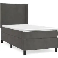 vidaXL Letto a molle con materasso grigio scuro 90x190 cm in velluto