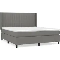 vidaXL Letto a molle con materasso grigio scuro 160x200 cm in tessuto