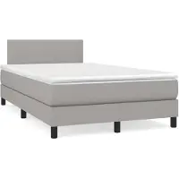 vidaXL Letto a molle con materasso grigio chiaro 120x200 cm in tessuto