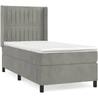 vidaXL Letto a molle con materasso grigio chiaro 80x200 cm in velluto