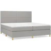 vidaXL Letto a molle con materasso grigio chiaro 200x200 cm in tessuto