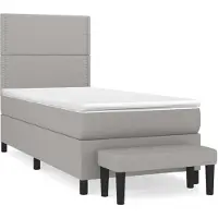 vidaXL Letto a molle con materasso grigio chiaro 90x190 cm in tessuto