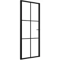 vidaXL Innenür 76x201,5 cm ESG -Glas und Aluminiumschwarz