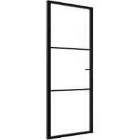 vidaXL Innenür 76x201,5 cm ESG -Glas und Aluminiumschwarz