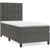 vidaXL Letto a molle con materasso grigio scuro 100x200 cm in velluto