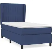 vidaXL Letto a molle con materasso blu 100x200 cm in tessuto