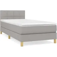 vidaXL Letto a molle con materasso grigio chiaro 80x200 cm in tessuto