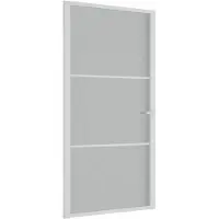 vidaXL Porta interna 102,5x201,5 cm, vetro bianco opaco e alluminio