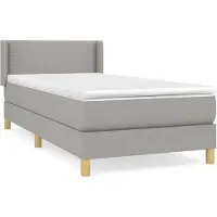 vidaXL Letto a molle con materasso grigio chiaro 80x200 cm in tessuto